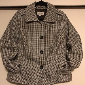 Merona checkered light weight pea coat EUC